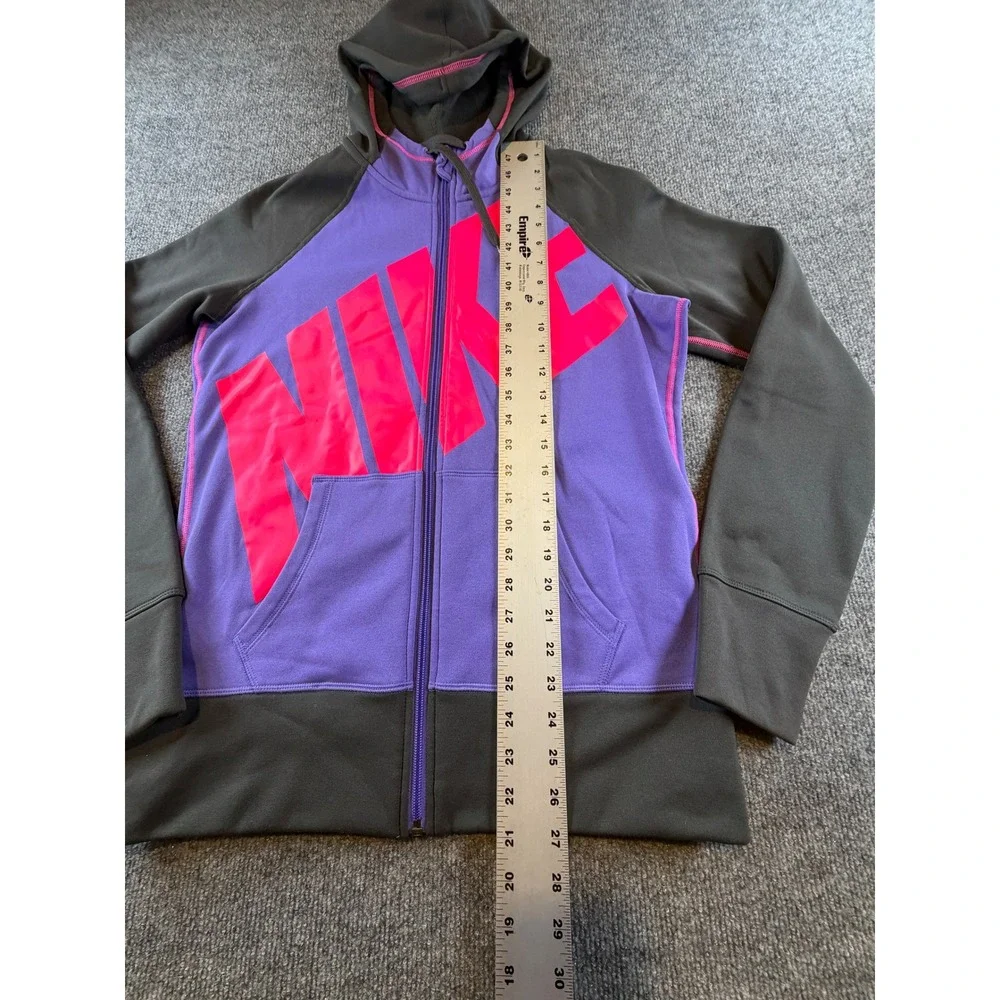 Nike Therma-FIT Hoodie Womens Medium Purple Gray Pink Full Zip Thumbholes 0758